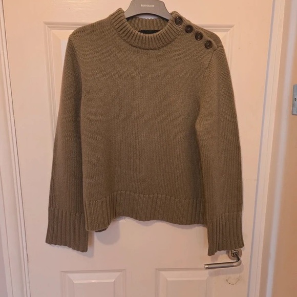Jenni Kayne Olive Button-Shoulder Sweater